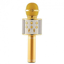 Беспроводный Bluetooth караоке микрофон с изменением голоса WSTER WS-858 Золотой Original Gold
