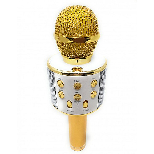 Беспроводный Bluetooth караоке микрофон с изменением голоса WSTER WS-858 Золотой Original Gold