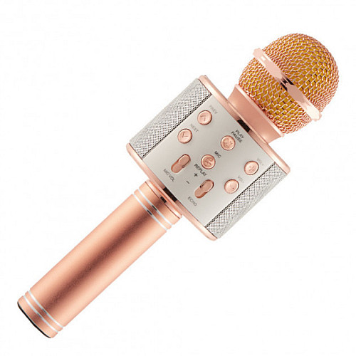 Бездротовий Bluetooth караоке мікрофон з зміною голосу WSTER WS-858 Рожевий Original Rose Gold