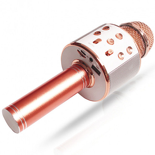 Бездротовий Bluetooth караоке мікрофон з зміною голосу WSTER WS-858 Рожевий Original Rose Gold