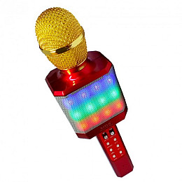 Микрофон-караоке беспроводной WSTER WS-1828 White с функцией изменением голоса Красный с золотым