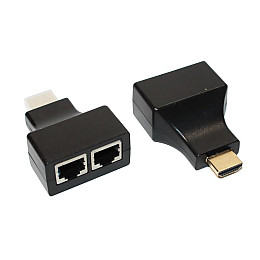 Адаптер Voltronic HDMI 2хRJ-45 M/F Black (YT-SCPE HDMI/2P-30m720P/08516)