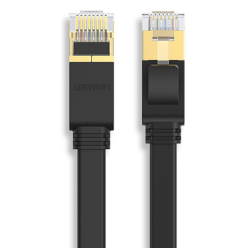 Патч-корд Ugreen NW106 прямий U/FTP (STP) мережевий кабель Ethernet Cat7 з RJ 45 3м плоский Чорний
