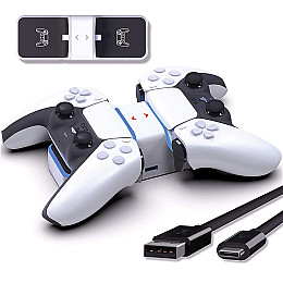 Двійна зарядна док-станція Honcam з LED індикацією для PlayStation 5 (PS5) DualSense (HC-A3703)