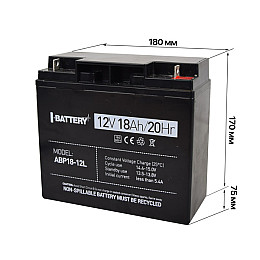 Акумулятор 12В 18 Ач для ІБП I-Battery ABP18-12L