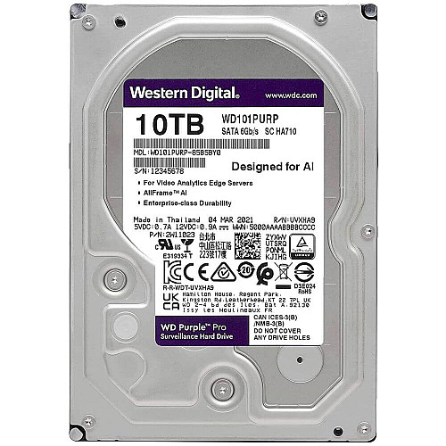 Жесткий диск 10TB Western Digital WD Purple Pro WD101PURP для видеонаблюдения с AI