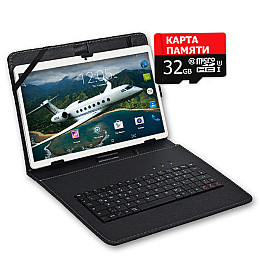 Планшет - телефон Hoozo MT232 Silver + Чехол-клавиатура + Карта памяти 32GB