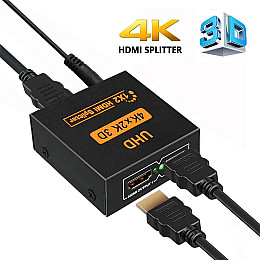 Активный HDMI разветвитель на 2 порта UHD, двунаправленный видео сплиттер, 4K, 2K, 3D, 1080Р