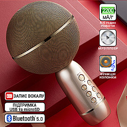 Беспроводной караоке микрофон Bluetooth Kikiyasocks Xo Hi-Fi Yaso 08YS MP3-плеер Золотистый