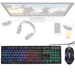 Набор геймерский Клавиатура компьютерная проводная HK 6300TZ Big с LED RGB подсветкой + мышка