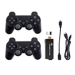Телевізійна ігрова приставка Gen Game Mini Stick 4k HDMI з двома бездротовими геймпадами 2.4G з вбудованими іграми Dendy Sega Аркадні ігри Game Boy Nintendo Atari PlayStation 1
