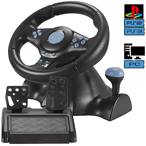 Игровой руль PXN Vibration Steering с педалями и коробкой передач для PC/PS3/PS2 3в1+VR Box 2.0