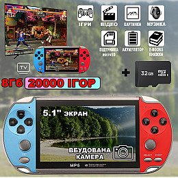 Ігрова приставка XPRO PSP 7X CAM 20000в1 8gb екран 5.1" і ТВ вихід+Карта пам'яті microSD 32GB