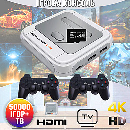 Ігрова приставка Sensory S905FX PRO з двома бездротовими геймпадами та картою пам'яті 256Гб Android 4К 60Гц з емулятором PSP PS1 та Онлайн телебаченням