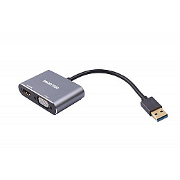 Адаптер-переходник Maxxter USB HDMI+VGA M/F Сірий (V-AM-HDMI-VGA)