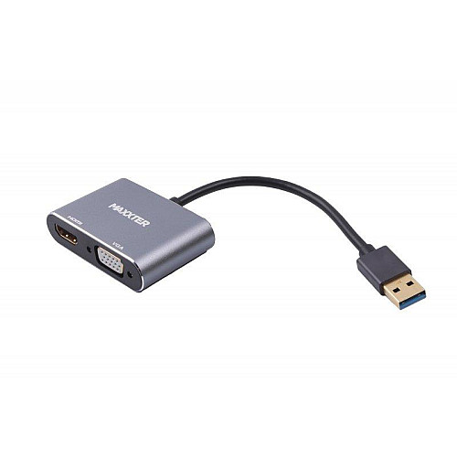 Адаптер-переходник Maxxter USB HDMI+VGA M/F Grey (V-AM-HDMI-VGA)