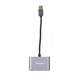 Адаптер-переходник Maxxter USB HDMI+VGA M/F Grey (V-AM-HDMI-VGA)