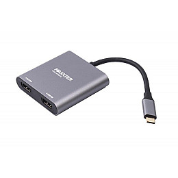 Адаптер-переходник Maxxter 2хHDMI USB Type-C V 2.0 F/M 0.1 м Сірий (V-CM-2HDMI)