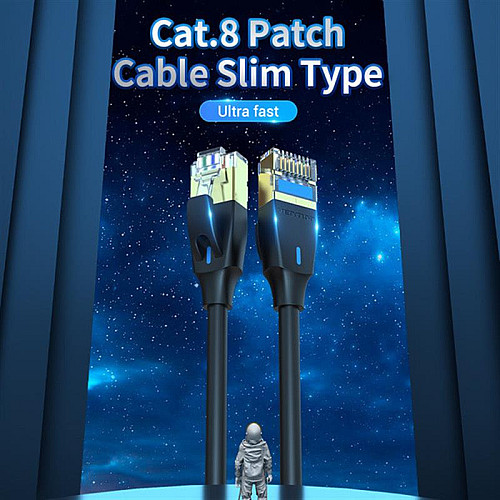 Патч-корд Vention CAT 8 SFTP Ethernet Slim Type 1.5 м Black IKIBG