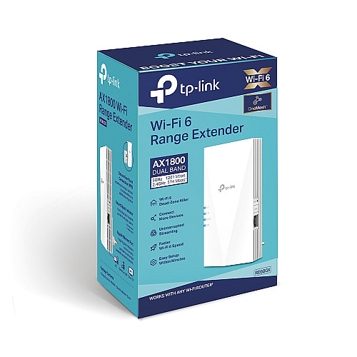 Точка доступа TP-Link RE600X (AX1800, 1xGE, MU-MIMO, Beamforming, Поддержка OneMesh)