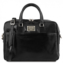Кожаний портфель для ноутбука з переднім кишенею Tuscany Leather Urbino TL141241 Чорний