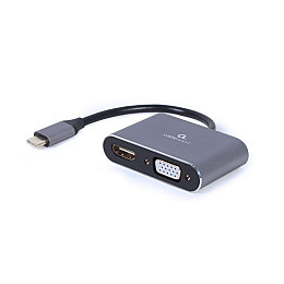 Адаптер Cablexpert HDMI VGA USB Type-C F/M 0.15 м Чорний (A-USB3C-HDMIVGA-01)