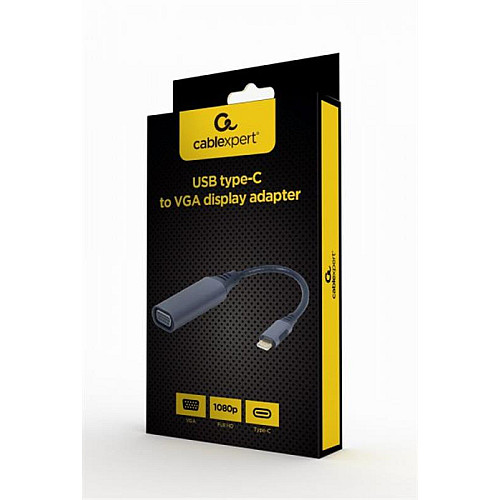 Адаптер Cablexpert VGA USB Type-C F/M 0.15 м Black (A-USB3C-VGA-01)