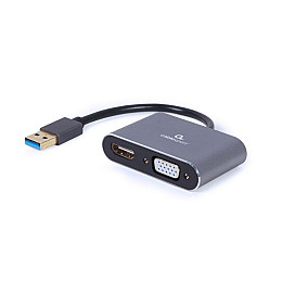 Адаптер Cablexpert HDMI VGA USB F/M 0.15 м Black (A-USB3-HDMIVGA-01)