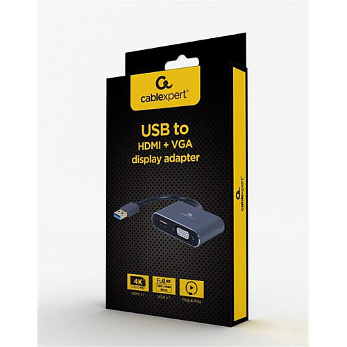 Адаптер Cablexpert HDMI VGA USB F/M 0.15 м Black (A-USB3-HDMIVGA-01)