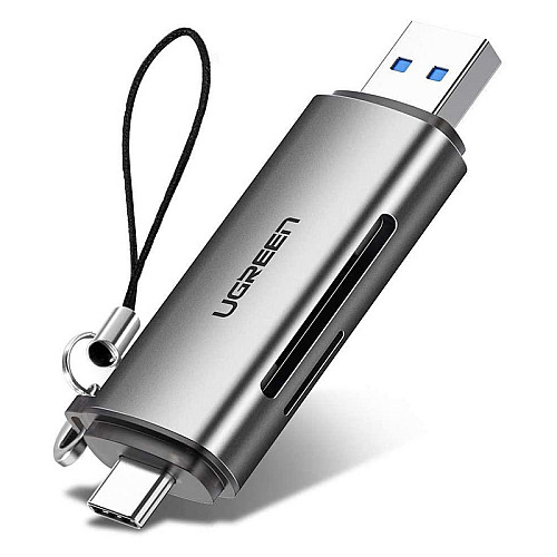 Кардрідер 2-в-1 TF/SD Ugreen CM185 50706 USB A & USB-C Сірий