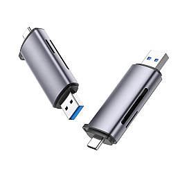 Кардрідер 2-в-1 TF/SD Ugreen CM185 50706 USB A & USB-C Сірий
