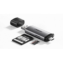Кардрідер 2-в-1 TF/SD Ugreen CM185 50706 USB A & USB-C Сірий