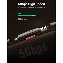 Кардридер Ugreen 2-в-1 TF/SD CM304 80191 USB A & USB-C Чорний