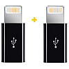 Адаптер XoKo AC-030 micro USB Lightning F/M 2шт Black (XK-AC030-BK2)