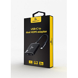 Адаптер Cablexpert USB Type-C 2xHDMI 3.5 мм M/F Чорний (A-CM-HDMIF2-01)