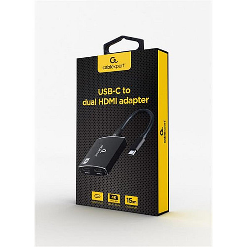 Адаптер Cablexpert USB Type-C 2xHDMI 3.5 мм M/F Чорний (A-CM-HDMIF2-01)