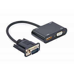 Адаптер Cablexpert VGA HDMI+VGA M/F 0.15 м Чорний (A-VGA-HDMI-02)