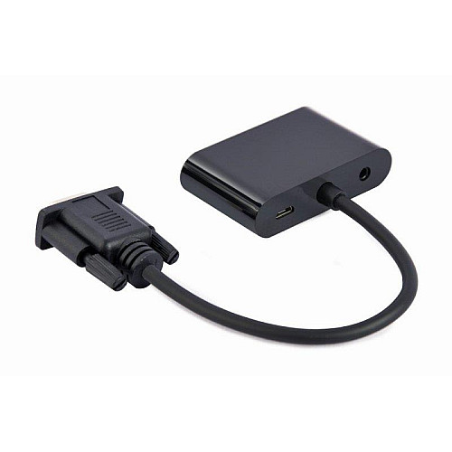 Адаптер Cablexpert VGA HDMI+VGA M/F 0.15 м Чорний (A-VGA-HDMI-02)