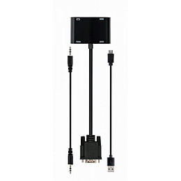 Адаптер Cablexpert VGA HDMI+VGA M/F 0.15 м Чорний (A-VGA-HDMI-02)