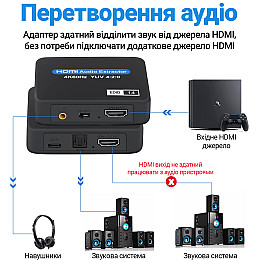 Цифровой HDMI аудио экстрактор преобразователь звука Addap HAE-01 HDMI на 3,5 мм miniJack и SPDIF 5.1 4K