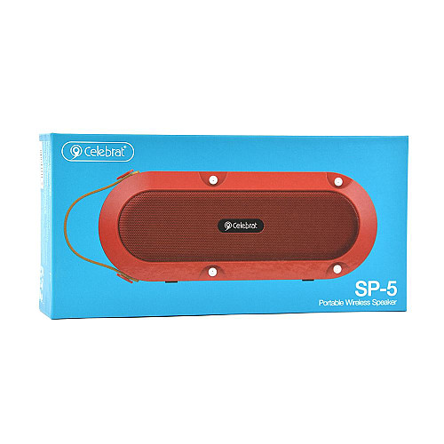 Портативна блютуз колонка Celebrat SP-5 TF карта micro-usb 3,5-мм 1200 mah Червона