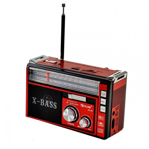 Радиоприемник Golon RX-381 MP3+USB+SD с LED фонариком Red (2_009900)