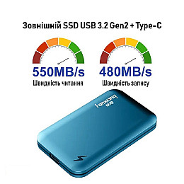 Портативный твердотельный накопитель XON Portable SSD X1 2TB USB 3.2 Gen2 Type-C Blue (XSSD2032CB)