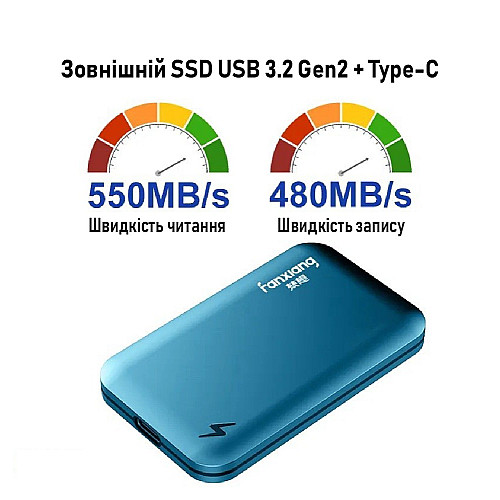Портативный твердотельный накопитель XON Portable SSD X1 2TB USB 3.2 Gen2 Type-C Blue (XSSD2032CB)