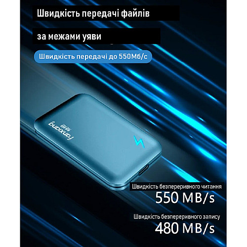 Портативный твердотельный накопитель XON Portable SSD X1 2TB USB 3.2 Gen2 Type-C Blue (XSSD2032CB)