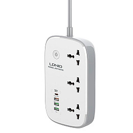 Удлинювач з USB 2 м Ldnio SCW3451 3USB Type-C 3 розетки QC Wi-Fi Білий