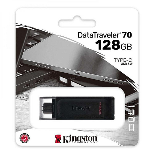 USB-накопичувач Kingston DT 70 Type-C 128Gb USB Flash Drive 3.2 128 Гб Чорний