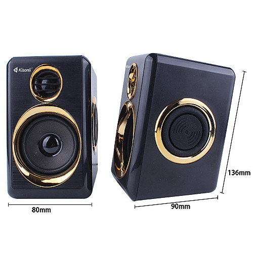 Компьютерные колонки Kisonli T-005 2.0 6W Black-Gold