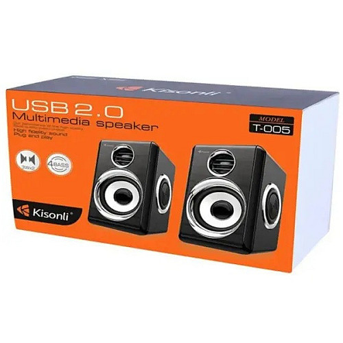 Компьютерные колонки Kisonli T-005 2.0 6W Black-Gold