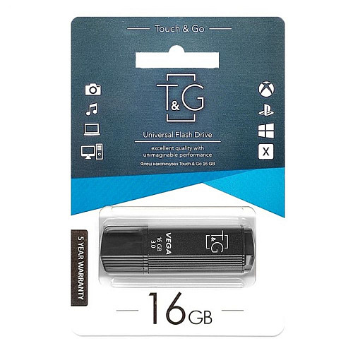 Флешка ЮСБ T&G Vega 121 USB Flash Drive 2.0 16 Гб Black